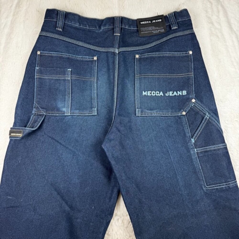 VTG Mecca Carpenter Jeans Men's 38x32 Blue Distressed Denim Y2K Baggy Wide Leg